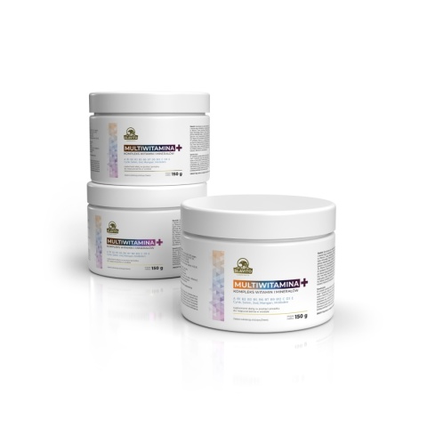 Multiwitamina + Kompleks Witamin I Minerałów A B1 B2 B3 B5 B6 B7 B9 B12 C D3 E Cynk, Selen, Jod, Mangan, Molibden - 150g